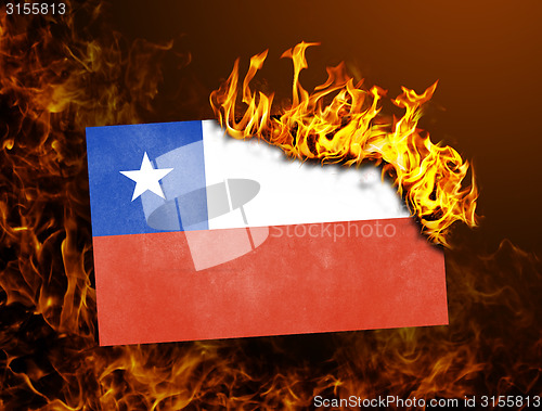 Image of Flag burning - Chile