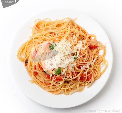 Image of Spaghetti al pomodoro from above