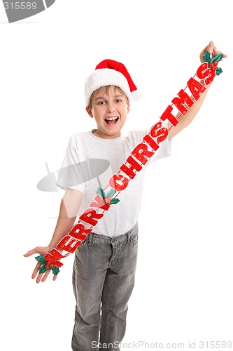 Image of Child with Merry Christrmas