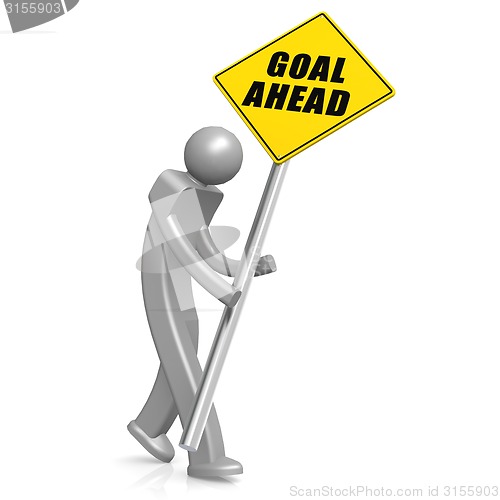 Image of Man with goal ahead road sign