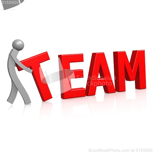 Image of Man and team word