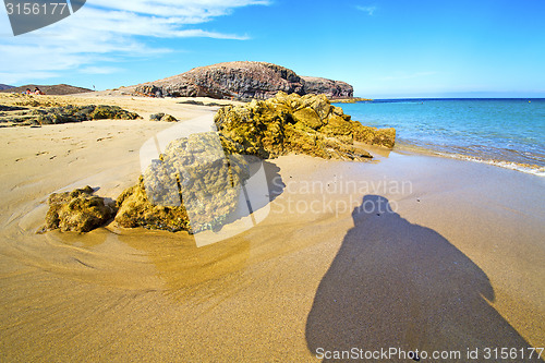 Image of white coast lanzarote  in spain   beach   summer 