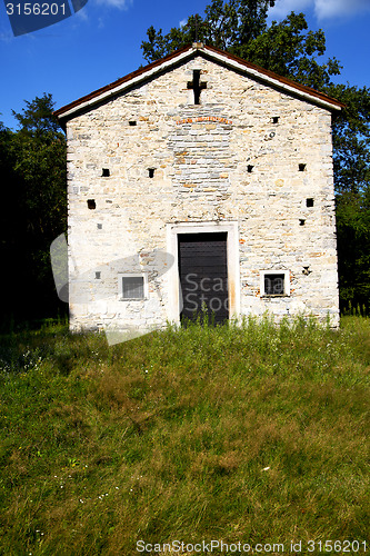 Image of  italy  lombardy     in  the arsago seprio old   church  closed 