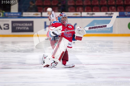 Image of Kevin Laland (35), goaltender of CSKA team