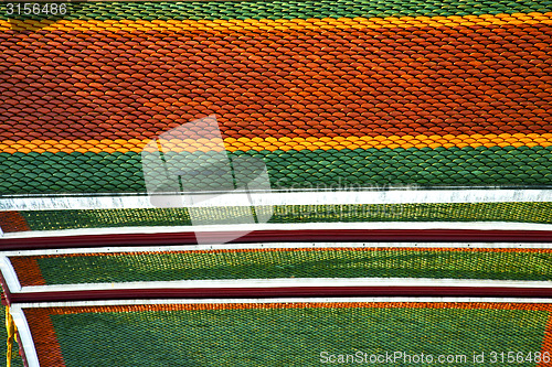 Image of thailand abstract c  colors roof     temple  bangkok   