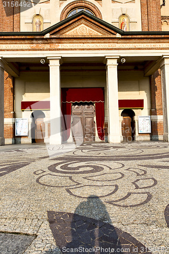 Image of  church  in  the parabiago  old   closed brick tower   lombardy 