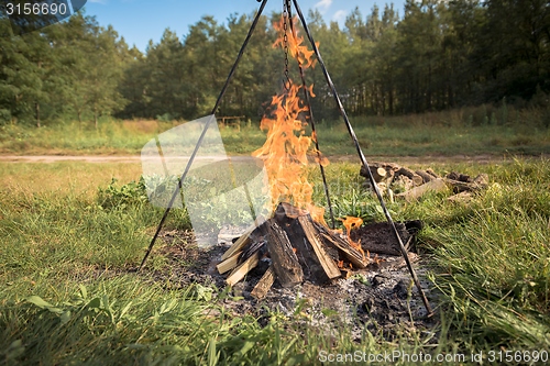 Image of Camp fire outdoors burning