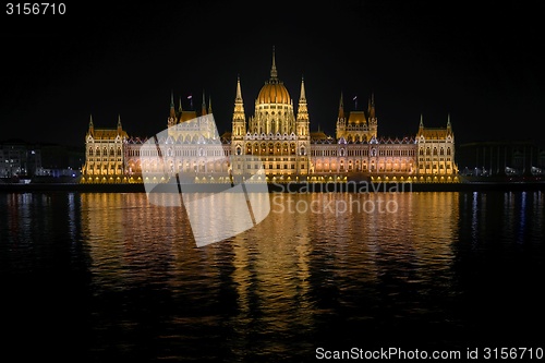 Image of Night detail of the Parliament building 
