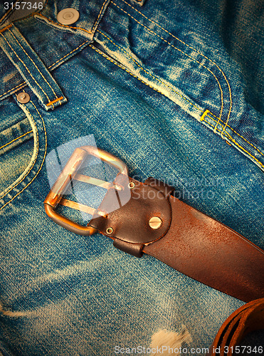 Image of Vintage leather belt with a buckle