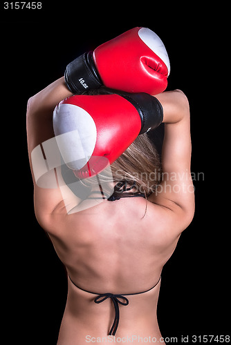 Image of Pretty girl with boxing gloves