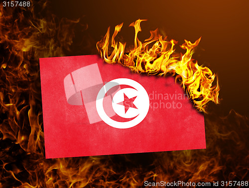 Image of Flag burning - Tunisia