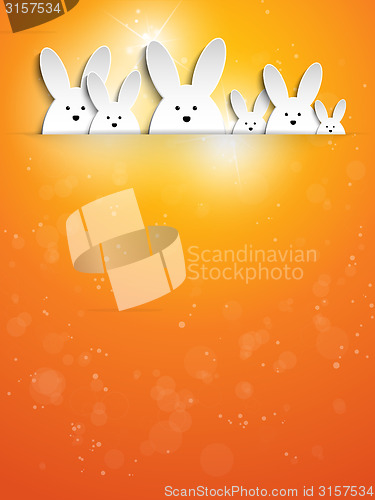 Image of Happy Easter Rabbit Bunny on Orange Background