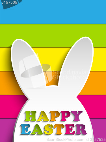 Image of Happy Easter Rabbit Bunny on Rainbow Background