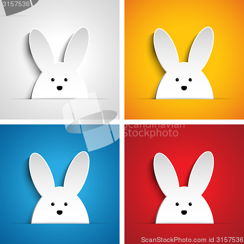 Image of Happy Easter Rabbit Bunny Set Cartoon