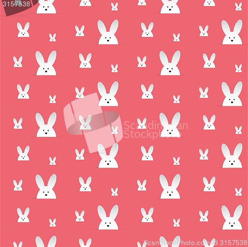Image of Happy Easter Rabbit Bunny Pink Seamless Background