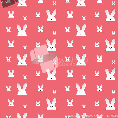 Image of Happy Easter Rabbit Bunny Pink Seamless Background