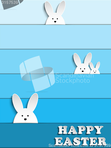 Image of Happy Easter Rabbit Bunny on Blue Background