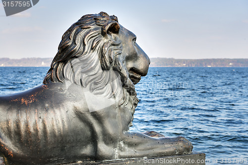 Image of Lion statue at lake Starnberg