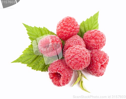 Image of raspberries isolated on white background