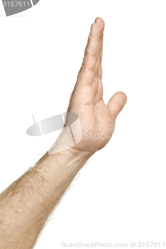 Image of male hand stop sign