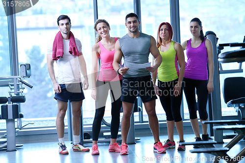 Image of Group of people exercising at the gym