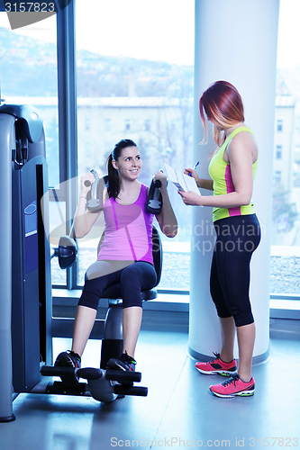 Image of woman exercising with her personal trainer