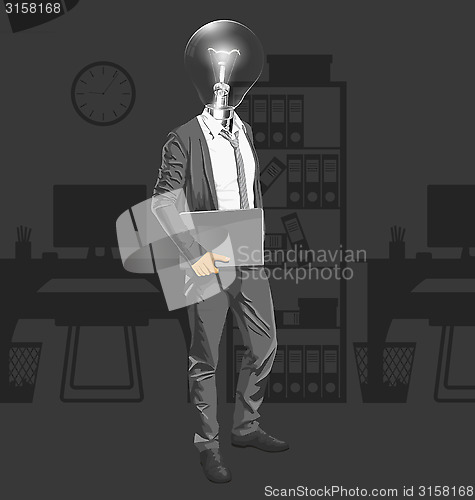 Image of Lamp Head Man With Laptop