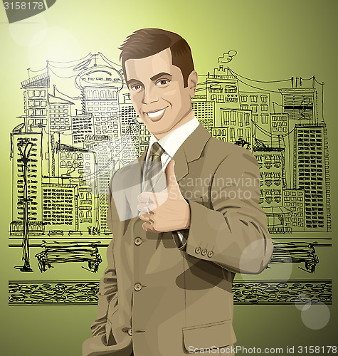 Image of Vector Business Man Shows Well Done