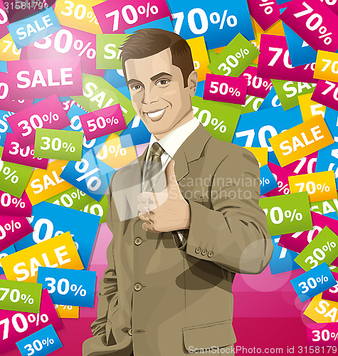 Image of Vector Business Man Shows Well Done