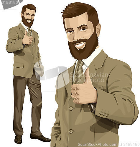 Image of Vector Business Man With Beard Shows Well Done