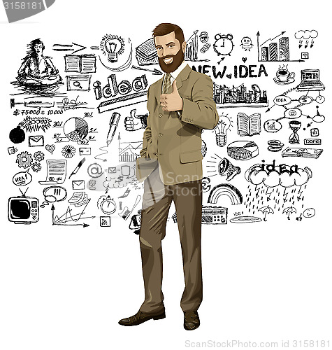 Image of Vector Business Man With Beard Shows Well Done