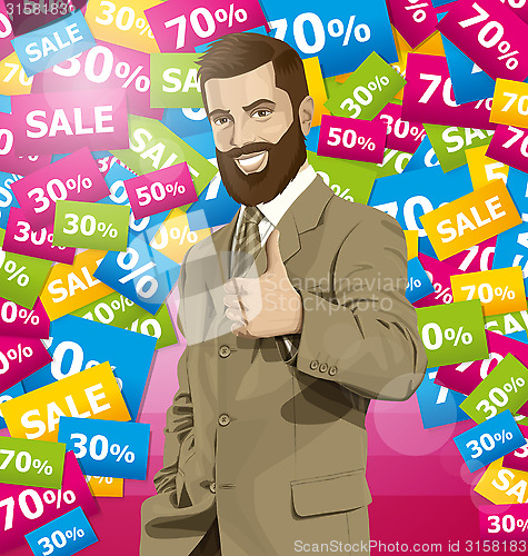 Image of Vector Business Man With Beard Shows Well Done
