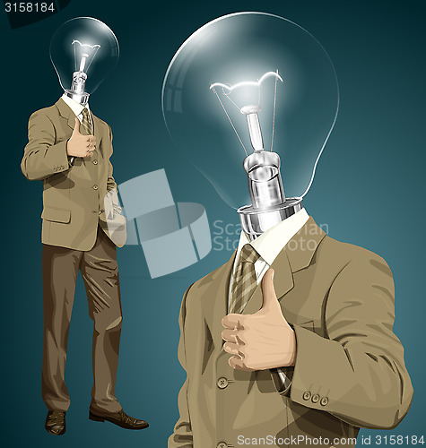 Image of Vector Lamp Head Business Man Shows Well Done