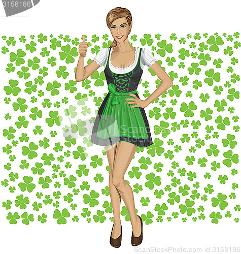 Image of Vector Woman In Drindl On Saint Patricks Day