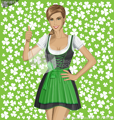 Image of Vector Woman In Drindl On Saint Patricks Day