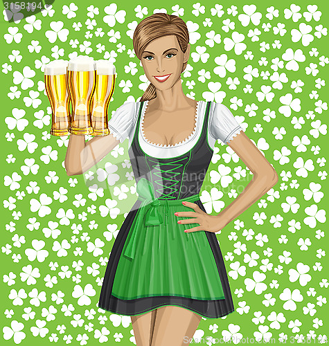 Image of Vector Woman In Drindl On Saint Patricks Day