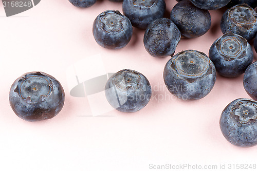 Image of Blueberries over pink