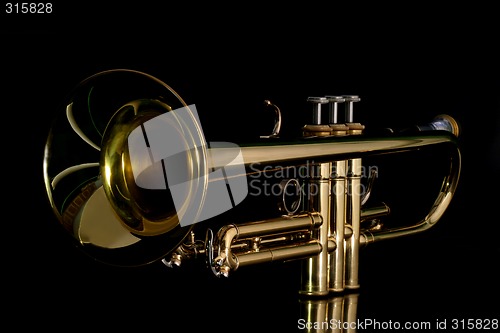 Image of gold trumpet in night
