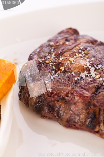 Image of Grilled beef steak with seasoning