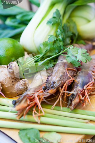 Image of Ingredients for Thai tom yam soup