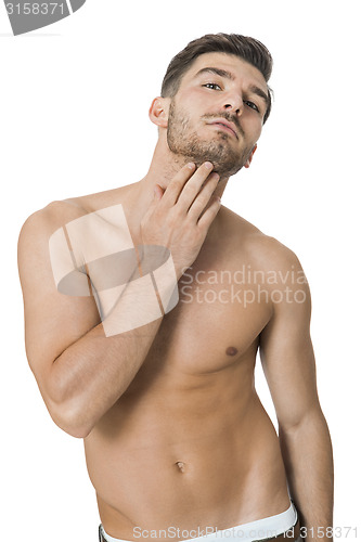 Image of Handsome shirtless naked young man