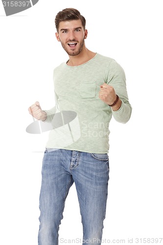 Image of young man in casual fashion on white