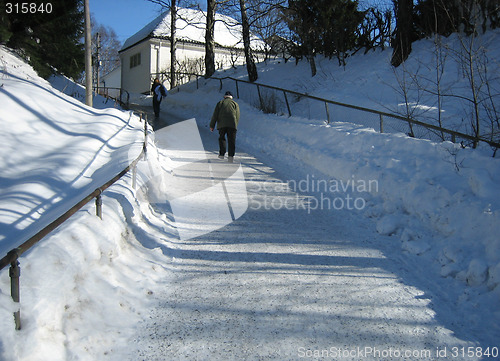 Image of Walking a Norwegian pavement at wintertime