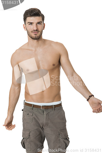 Image of Handsome shirtless naked young man