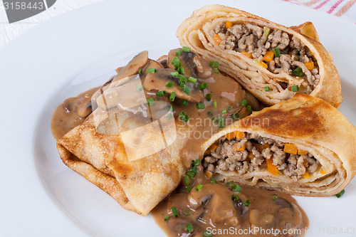 Image of Savory mince pancakes or tortillas