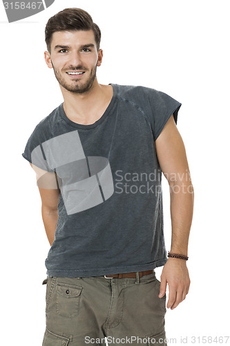 Image of Handsome bearded young man with a lovely smile