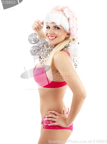 Image of santa helper with mirror balls