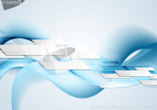 Image of Blue shiny hi-tech motion waves background