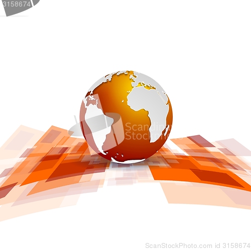 Image of Shiny motion tech vector background with globe
