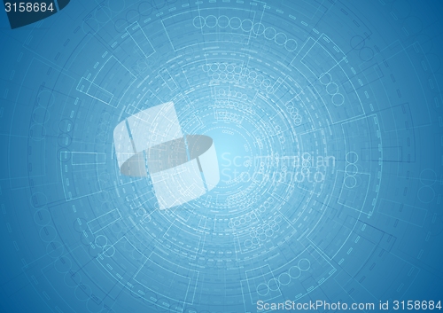 Image of Abstract bright blue tech engineering background